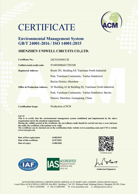 CHINA Bicheng Electronics Technology Co., Ltd certificaten
